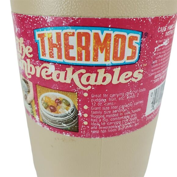 Vintage THERMOS Unbreakables 4415 Container Mug w/ Handle CLEAN Holds 2 Soda Can - Picture 8 of 9